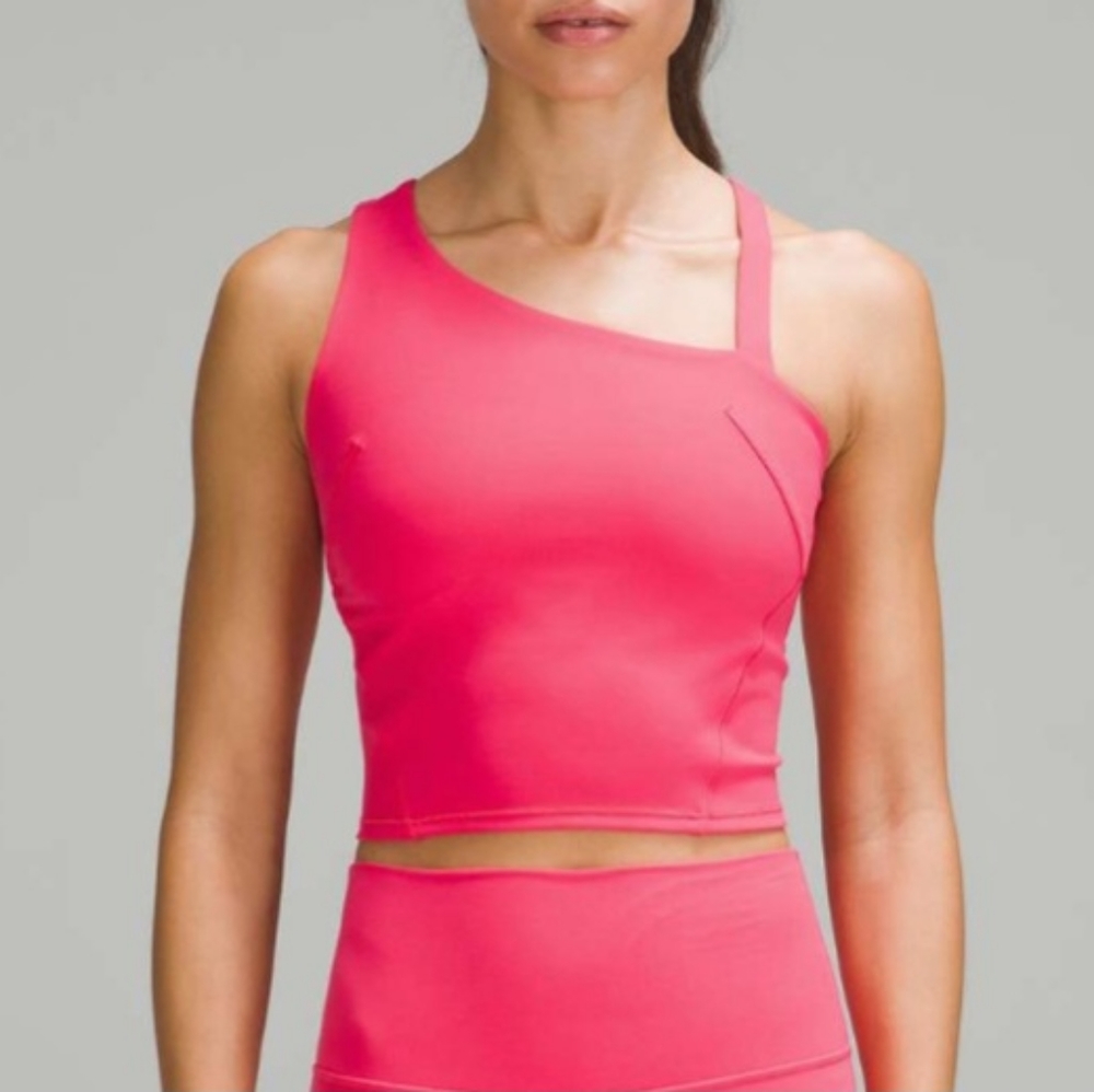 lululemon athletica One-Shoulder Crop Top in Bright Pink